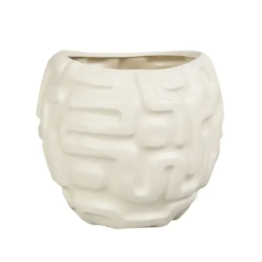 [179819-BB] Isis Stoneware Vase Beige 12.5x11in