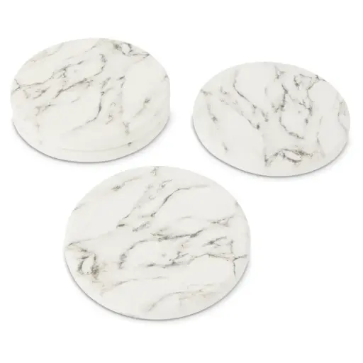 [179863-BB] Diatomite Marble Round Coasters 4pc
