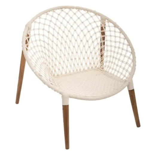 [180086-BB] Raina White Macrame Arm Chair