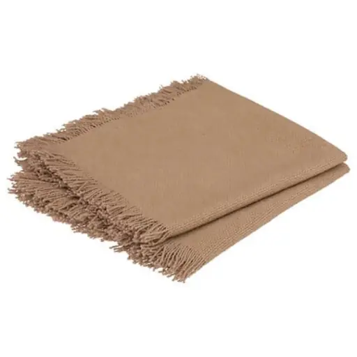 [180094-BB] Maha Fringed Napkin Set Tan 2pc 