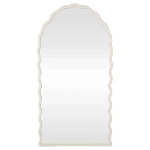 [180125-BB] Wavy Leaning Mirror White 31x59in