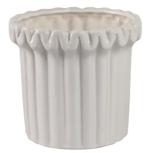 [180154-BB] Fluted Planter Ivory 9in
