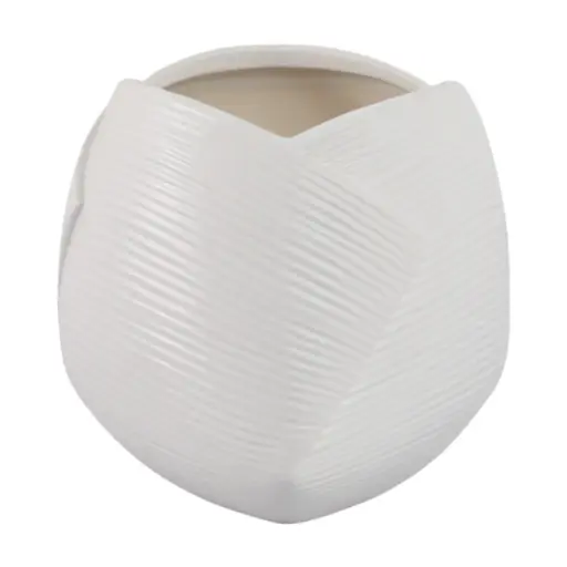 [180168-BB] Abstract Folded Planter White 8in