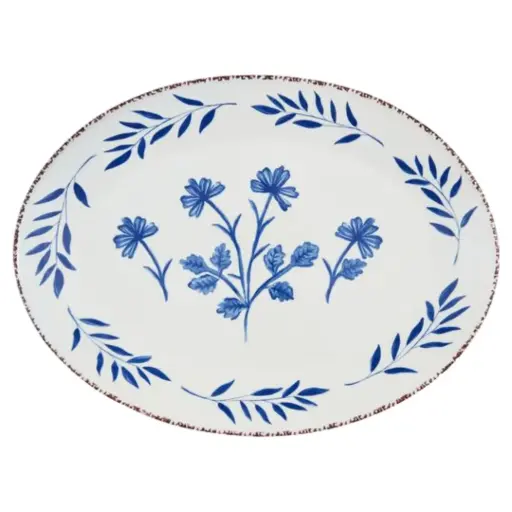 [181423-BB] Blue Floral Serving Platter 20x16in