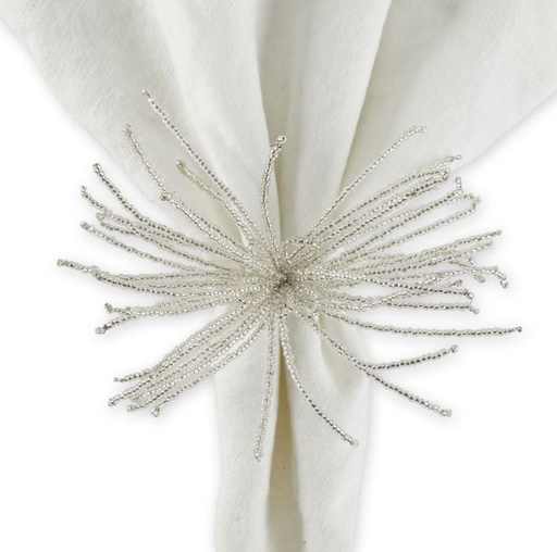 [159346-BB] Beaded Silver Tassel Napkin Ring