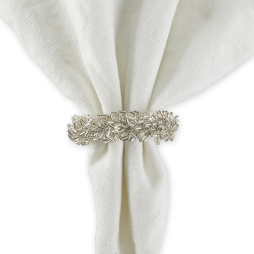 [159896-BB] Beaded Silver Napkin Ring