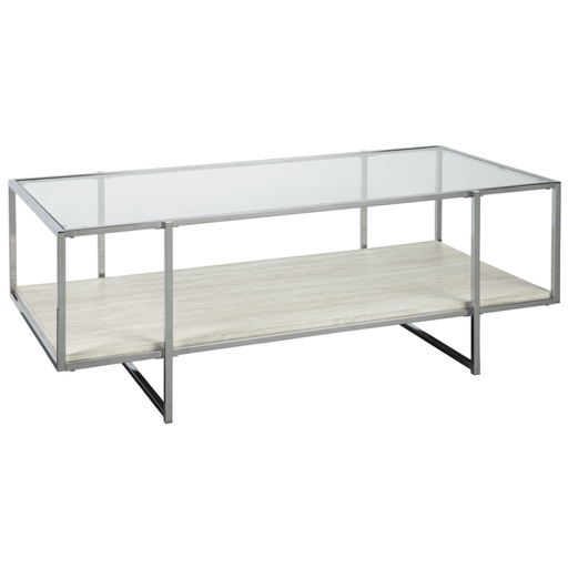[159935-BB] Bodalli Coffee Table Ivory/Chrome