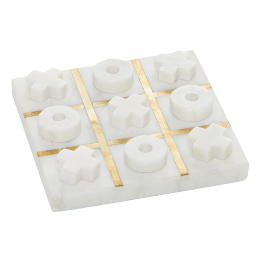 [160395-BB] White Marble Tic Tac Toe