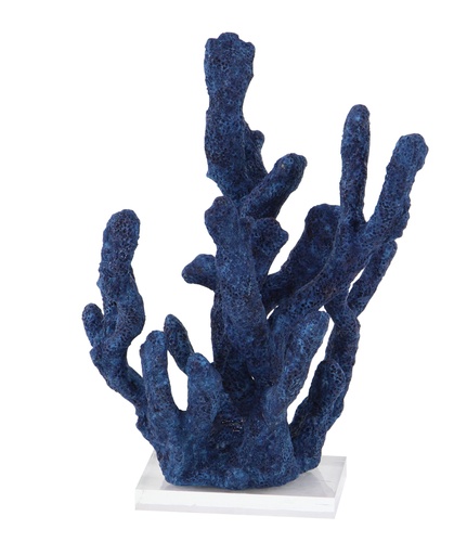 [160397-BB] Blue Coral Sculpture With Acrylic Base 10x13in