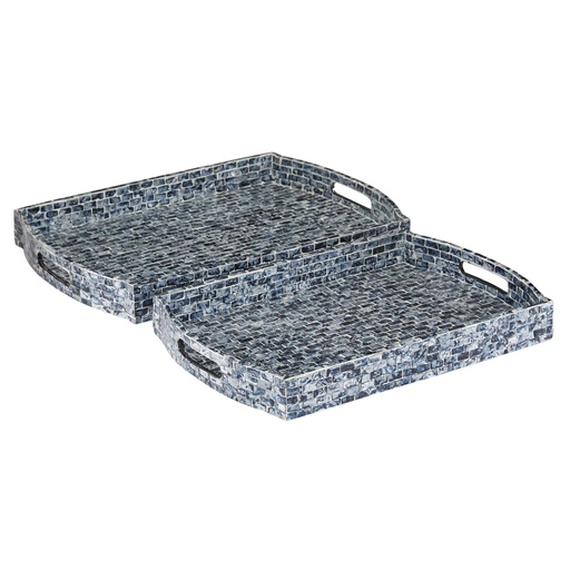 [160419-BB] Mother of Pearl Tray Blue 18in