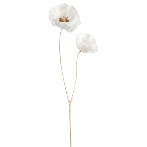 [162357-BB] White Gold Poppy Spray 24in