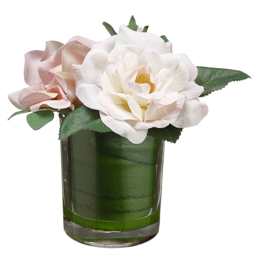 [167471-BB] Rose in Glass Vase 5in