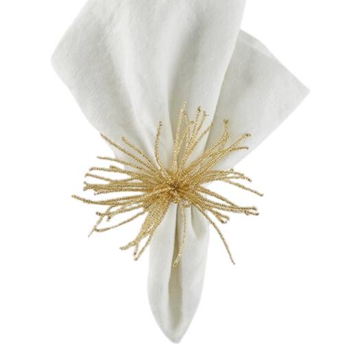 [162473-BB] Beaded Tassel Gold Napkin Ring