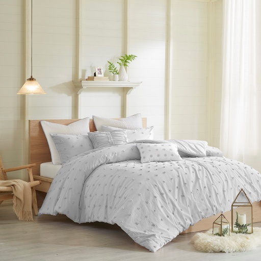 [162724-BB] Brooklyn Queen Comforter Set Grey