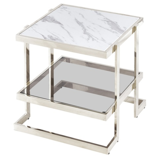 [163387-BB] Marble and Mirror End Table