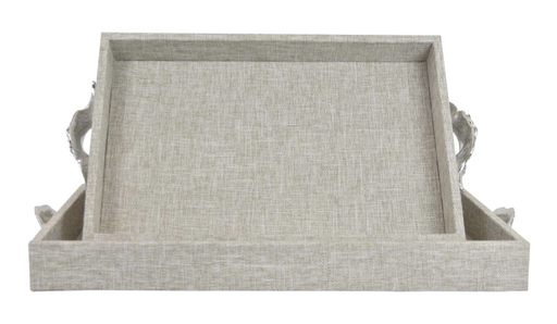 [163733-BB] Grey Linen Tray Large