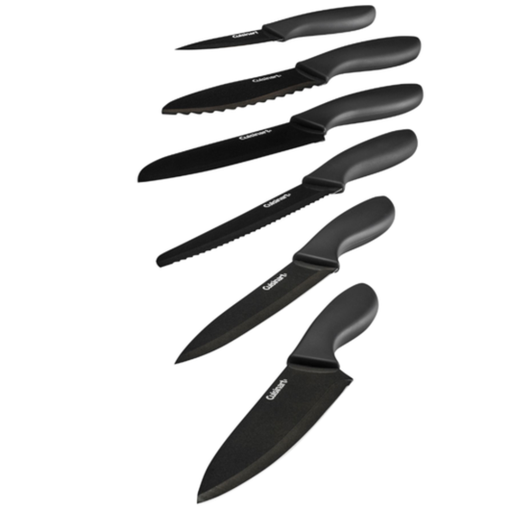 [164135-BB] Cuisinart 12pc Soft Grip Black Metallic Coated Knife Set with Blade Guards