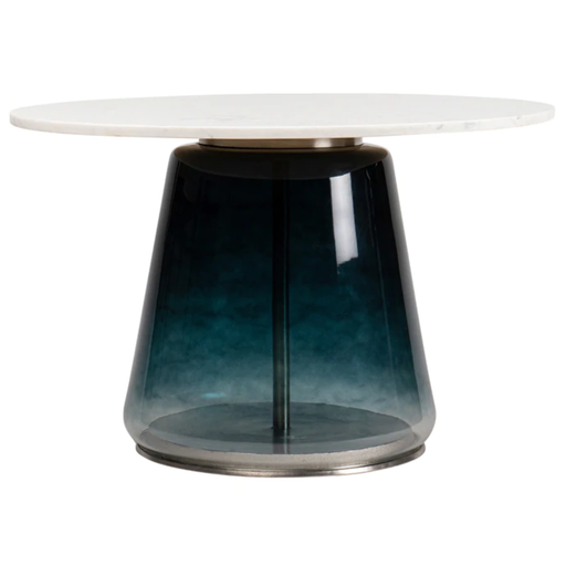 [164677-BB] Marble Top Coffee Table Blue 19in