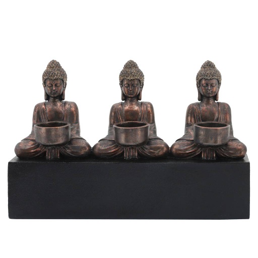 [165128-BB] Mini Buddhas with Base Gold 16in