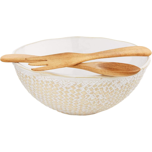 [165209-BB] White Basketweave Bowl