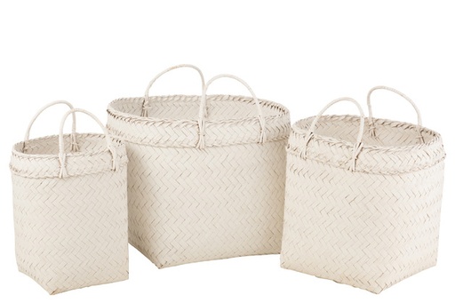 [165214-BB] Square Rattan Basket White 18in