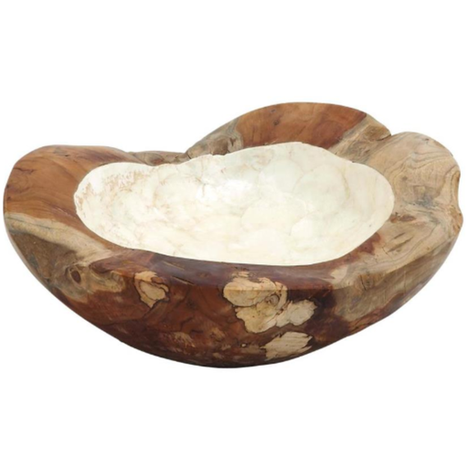 [165793-BB] Teak Capiz Bowl 16in