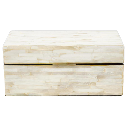 [165799-BB] Mother of Pearl Linear Mosaic Box Cream 12in