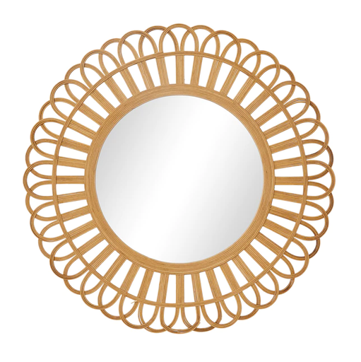 [165884-BB] Round Bamboo Mirror 35in