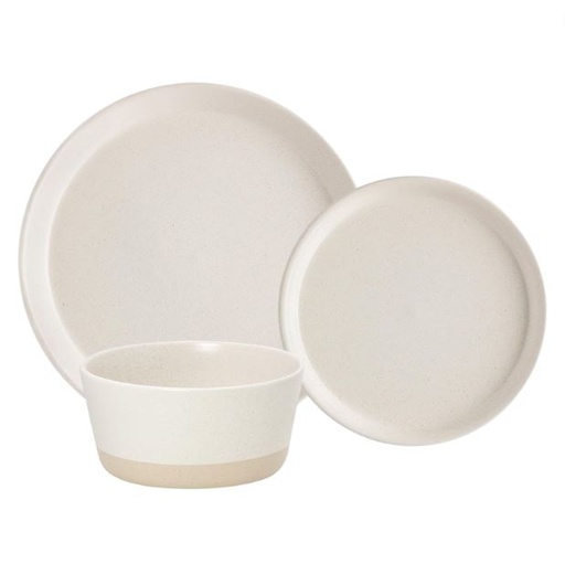 [165928-BB] Cream Stoneware Dinnerware Set 12 pc