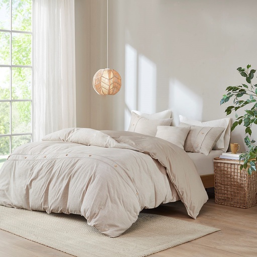 [166561-BB] Dover 5 PC Organic Cotton Oversized Comforter Cover Queen Set