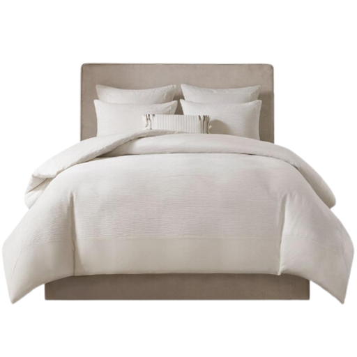 [166580-BB] Hanae Cotton Blend Yarn Dyed Comforter King Set White 3 pc