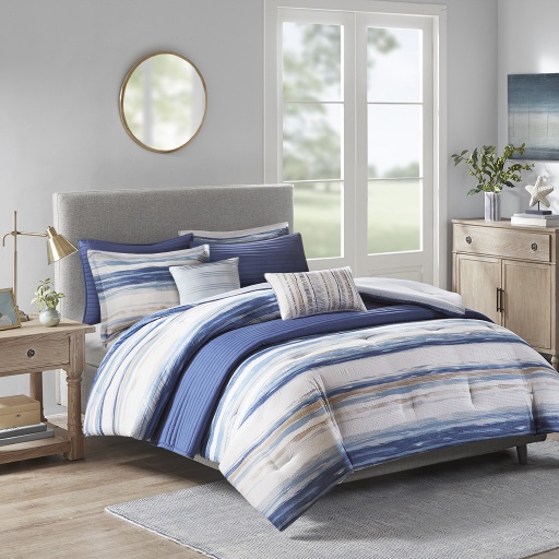 [157590-BB] Marina King Comforter Set Blue