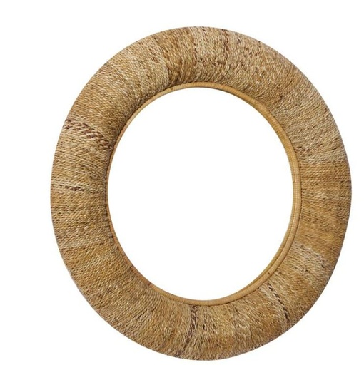 [167791-BB] Brown Rattan Coastal Wall Mirror