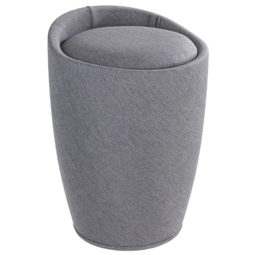 [167837-BB] Candy Linen Look Vanity Stool with Storage Grey