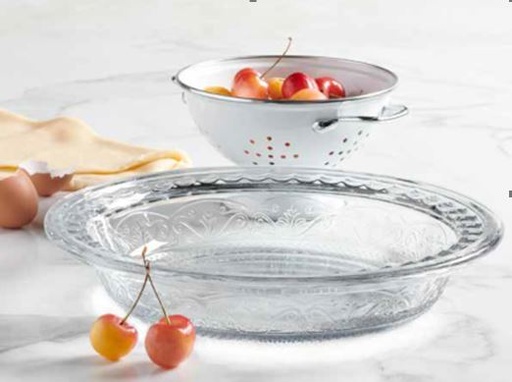 [168319-BB] Anchor Hocking Laurel Embossed Pie Dish With Fluted Edge 9in